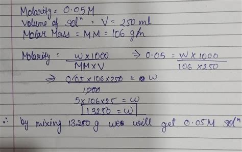 how will you prepare 250ml of 0.05M solution of sodium carbonate ...