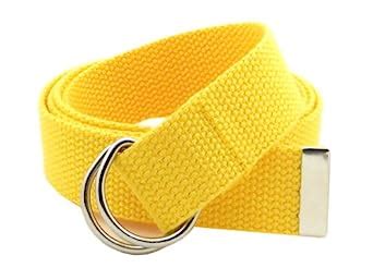 Buy Thin Web Belt Double D-Ring Buckle 1.25" Wide with Metal Tip Solid ...