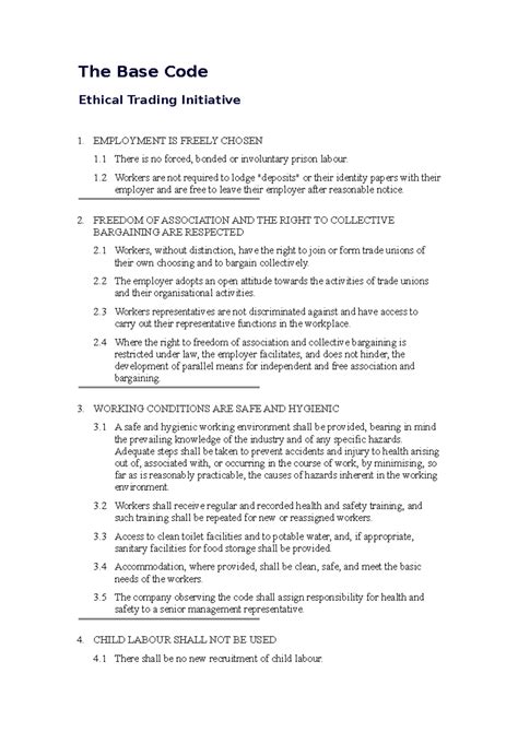 ETI Code - ETI TRAINING - The Base Code Ethical Trading Initiative 1 ...