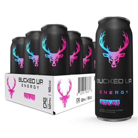Bucked Up Energy Drink, Miami, 12 Cans, 16 fl oz, 300 mg Caffeine ...