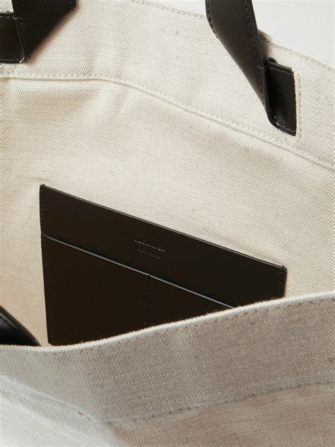 Jil Sander - Large Leather-Trimmed Logo-Print Canvas Tote Bag Jil Sander