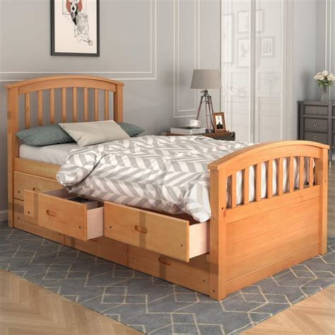 Meritline Wood Twin Bed With Storage Platform Bed With 6 | Desertcart INDIA