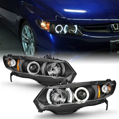 Buy ACANII - For 2006-2011 Honda Civic Coupe LED Halo Black Housing ...