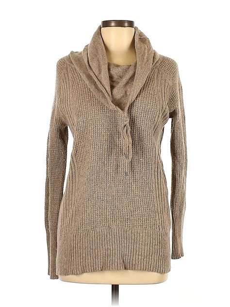 Ann Taylor LOFT Color Block Solid Tan Brown Pullover Sweater Size M ...