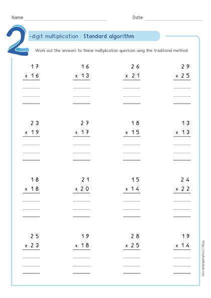 Multiplication Algorithm Worksheets 的图像结果