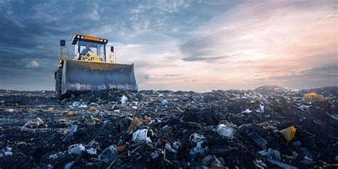 쓰레기 매립장은 재생 에너지로 바이오 가스를 활용하기 위해 쓰레기에서 에너지 변환을 사용합니다. | 프리미엄 AI 생성 이미지