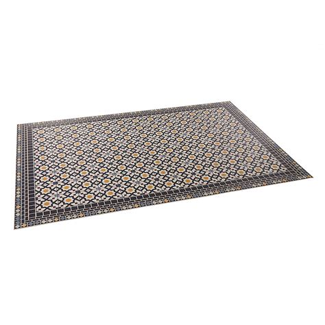 4 x 6 ft. Blue and Yellow Tile Vinyl Floor Mat