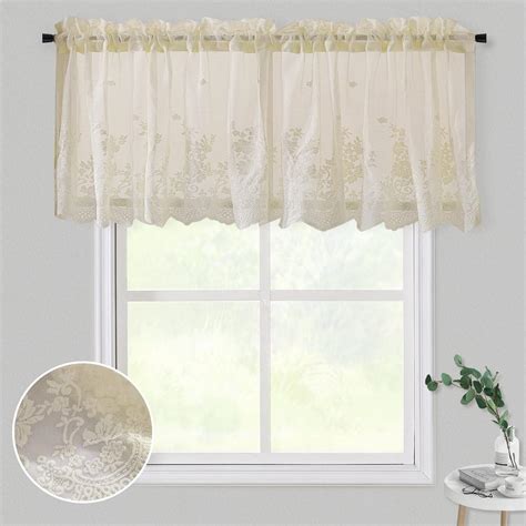 WUBODTI Teal Lace Curtain Valance - Semi Sheer Embroidered India | Ubuy