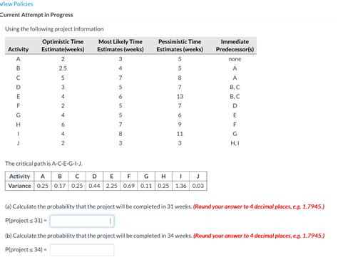 Image result for Probability of Project Completion Formula
