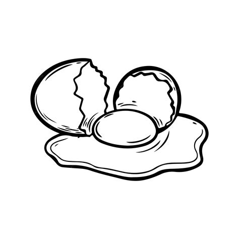 Premium Vector | Cracked egg line drawing vector illustration