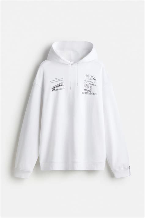 Oversized printed hoodie - White/Staplers - Men | H&M IN