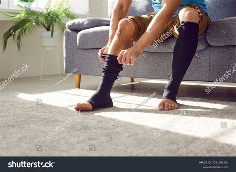 Man Wears Compression Stockings Due Varicose Stock Photo 2291391653 | Shutterstock