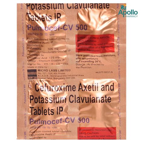 Pulmocef CV 500 Tablet 4's Price, Uses, Side Effects, Composition ...