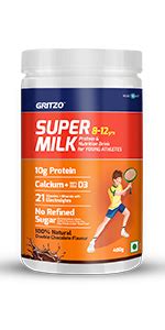 Gritzo SuperMilk 8-12y, Kids Nutrition & Health Drink, High Protein (10 ...