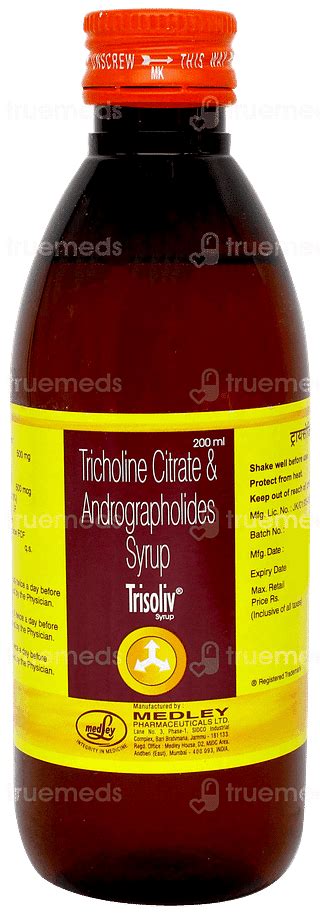 Trisoliv 500500 Mg Syrup 200 Ml - Uses, Side Effects, Dosage, Price ...