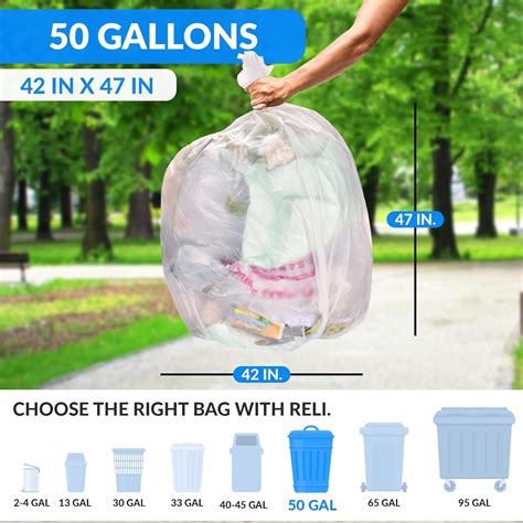 Reli. Premium 50 Gallon Trash Bags | 200 Count | Made in USA | Heavy ...