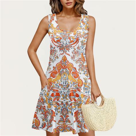 Summer Savings Clearance Cagogo Ladies Casual Summer Sun Dresses with ...