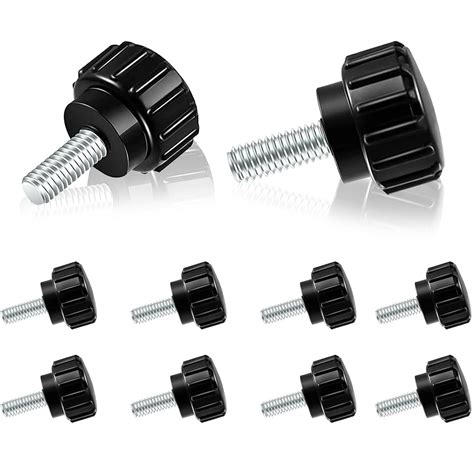 10 Pack M4 x 10mm Carbon Steel Threaded Knurled Thumbscrew Knurled ...