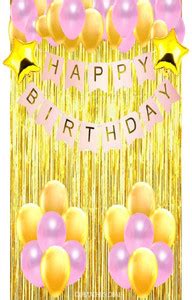 UBAACHI PREMIUM PINK & GOLD BIRTHDAY COMBO OF 28 PCS FOR BOYS, GIRLS ...