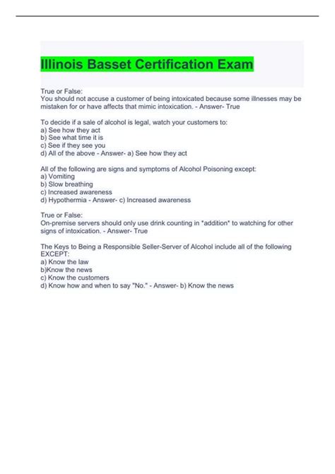 Illinois Basset Certification Exam Questions with Verified Answers ...