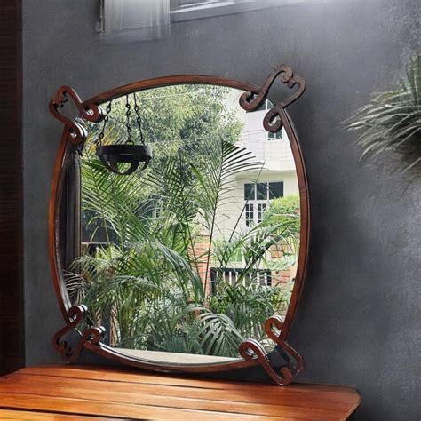 Wooden Curved Edges framed Mirror : Aaina 9 (2.5 feet ) — Khojcrafts