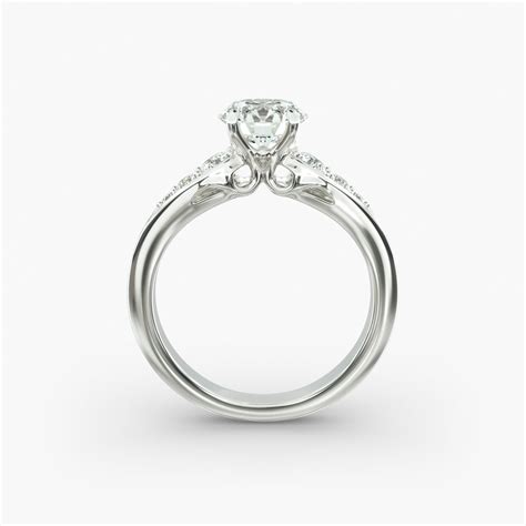 Graduated Pavé Swirl Side Stone Diamond Engagement Ring In 18K White ...