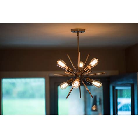 Cascadia Estelle 6-Light Natural Brass Mid-century Sputnik Medium ...