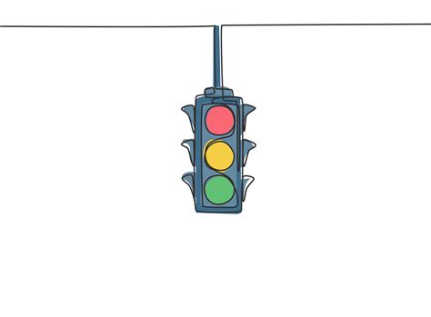 Single continuous line drawing of traffic lights that are placed ...
