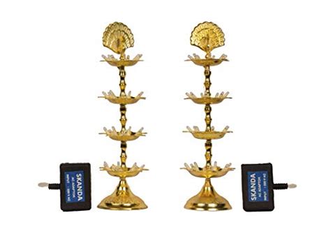 Buy Pure Brass 4 Step Electric Gold Bulb Lights Diya | Bhimonee Decor