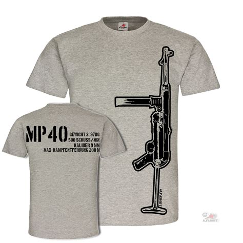 Submachine gun Mp40 Technical data Weapon Deco rod magazine T Shirt ...
