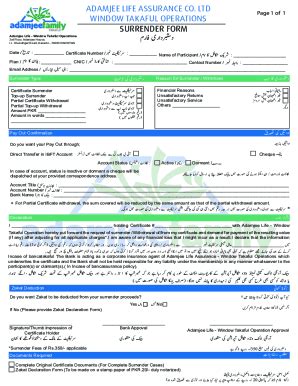 Fillable Online Surrender Form - Takaful Fax Email Print - pdfFiller