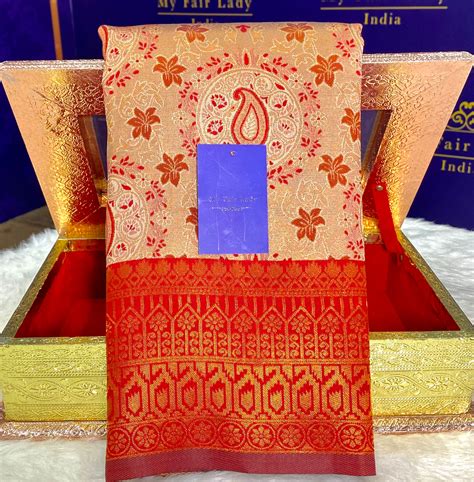 Brocade Semi-Silk Saree Salmon Colour - [Code 687] – My Fair Lady