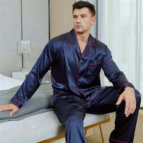 Buy LONXU Mens Pajamas Long Sleeve Silk Satin Luxury Drawstring ...