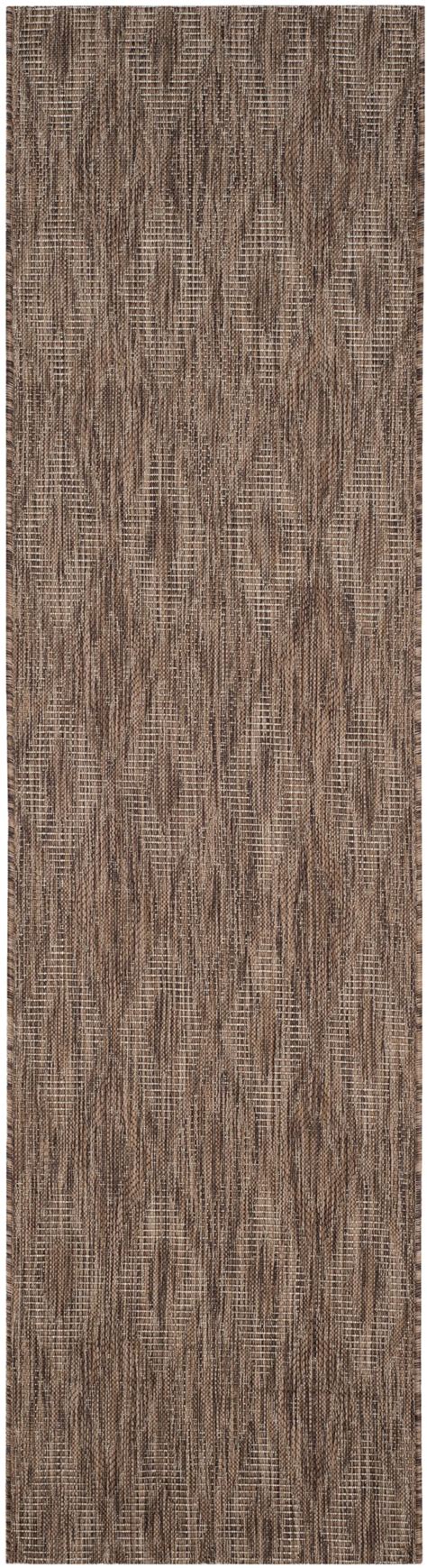SAFAVIEH Courtyard Teodor Geometric Indoor/Outdoor Runner Rug, Brown ...
