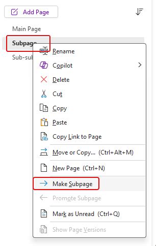 Adding Subpages in OneNote 的图像结果