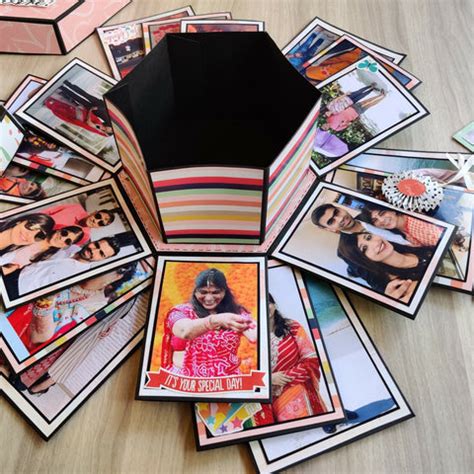 Four Layer Hexagonal Explosion Box with Photo Strings | Mom Special ...