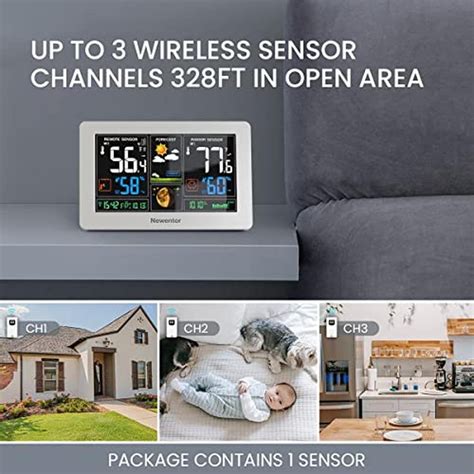 Weather Station | Newentor Wireless Indoor Outdoor Thermometer Color ...