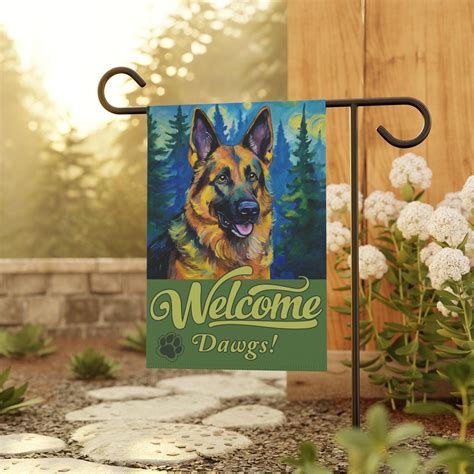 Garden Banner, German Shepherd Welcome Sign, Outdoor House Decor ...