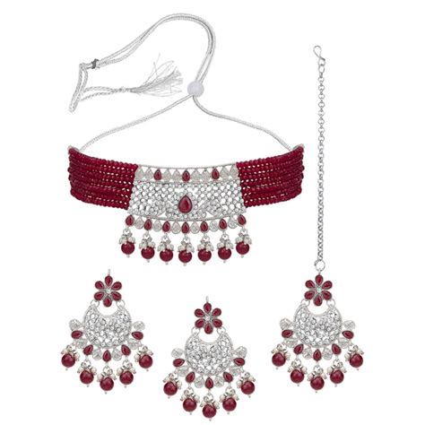 Sukkhi Exclusive Rhodium Plated Choker Necklace Set For Women - Sukkhi.com