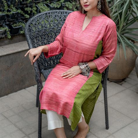 Paan Gulabi Kurta – Heritage - The Organic Fashion