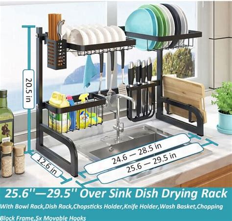 Buy Over Sink Dish Drying Rack Drainer Shelf Stainless Steel Kitchen ...