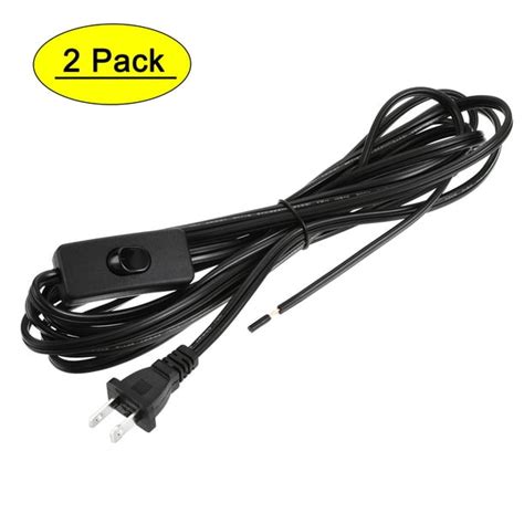 Uxcell US Plug Lamp Cord with Switch, SPT-2 18AWG Power Wire 3.5M Black ...