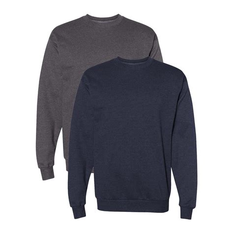 Hanes Men's EcoSmart Crewneck Fleece Sweatshirt, Charcoal Heather and ...