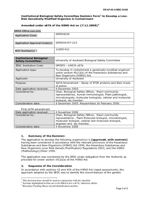 Fillable Online Decision Form for Development in Containment of a ...