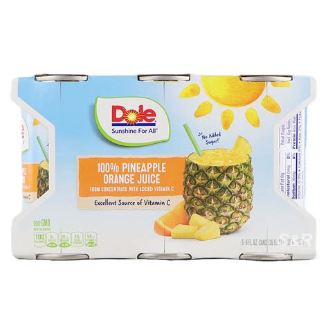 Dole 100% Pineapple Orange Juice (177mL x 6pcs)