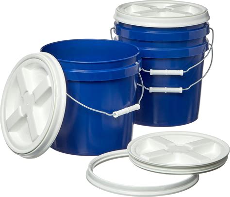 Amazon.com: Consolidated Plastics 5 Gallon White Food Grade Buckets ...