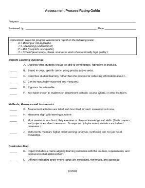 Assessment Process Rating Guide Doc Template | pdfFiller