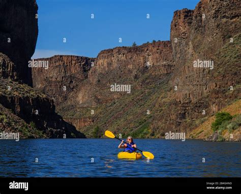 Sarah Kayaking on Lake Billy Chinook Stock Photo - Alamy