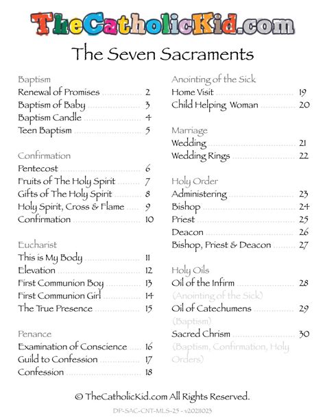 Seven Sacraments Worksheet: Teach, Learn, and Explore the Sacraments