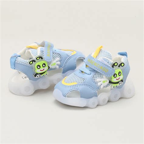 Shop Online Unisex Blue Text Print LED Sneakers at ₹859